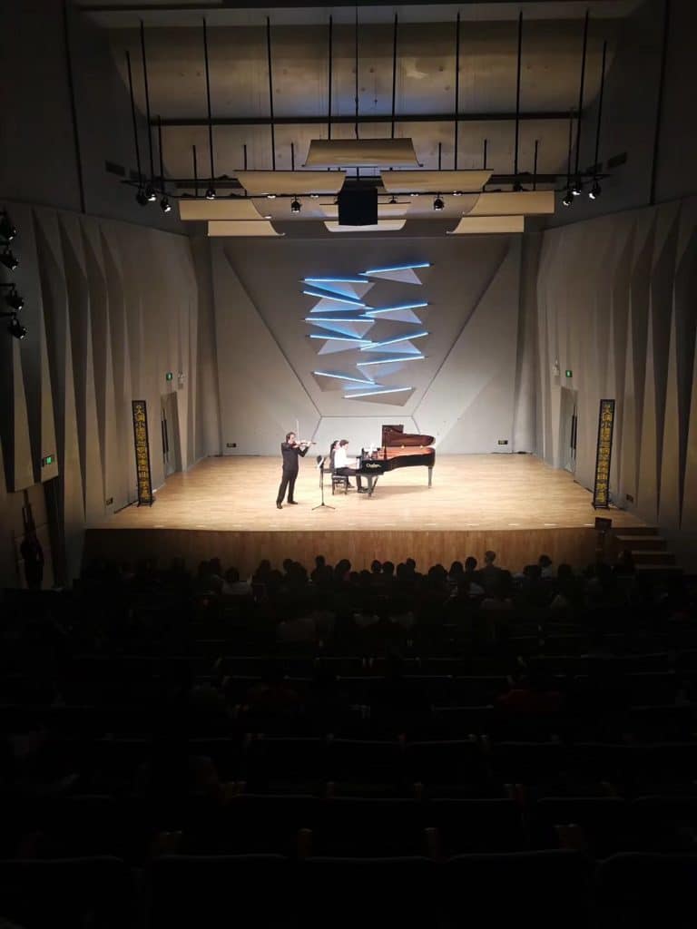 Volodja Balzalorsky and Peter Caelen at Jiangmen: Concert Hall of Jiangmen Performing Art Centre