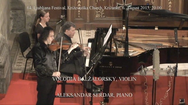 Der Geiger Volodja Balzalorsky und der Pianist Aleksandar Serdar mit 64 Jahren. Ljubljana Festival