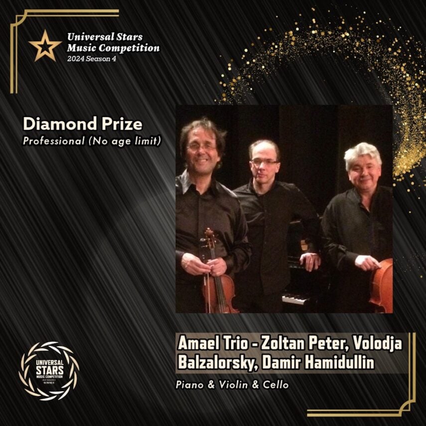 Amael Trio is the recipient of the highest honour “Diamond Award” at the Universal Star Music Competition