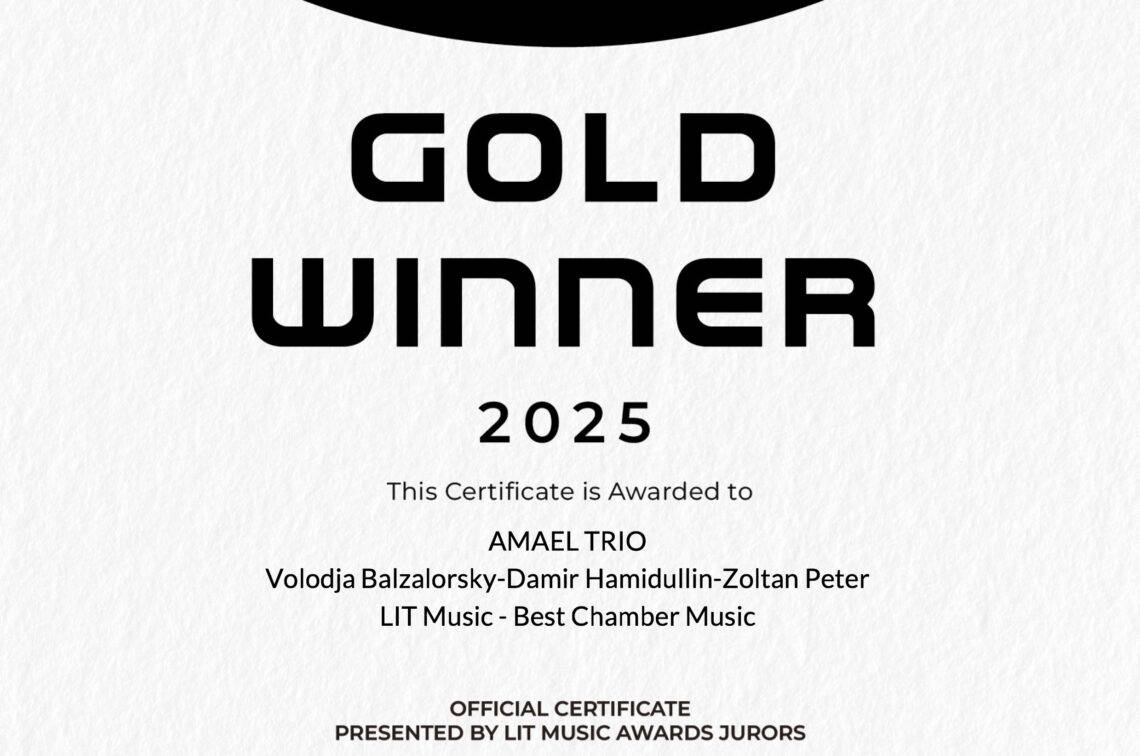Volodja Balžalorsky with Amael Trio LIT Gold Award winner – Best Chamber Music